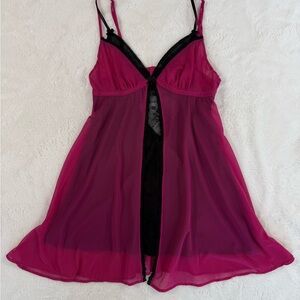 Victoria's Secret Pink and Black Lace Chemise